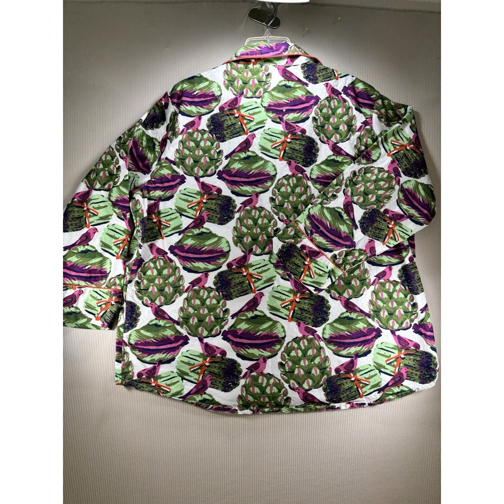 Printfresh Organic Cotton Long Pajama Set "Eat Your Asparagus " Womens 2X EUC - Picture 8 of 15